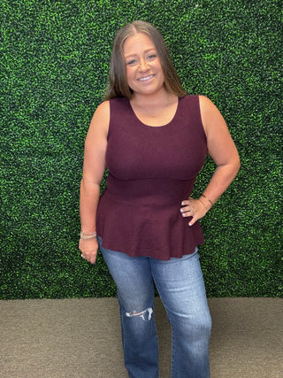 Sleeveless Peplum Sweater Top
