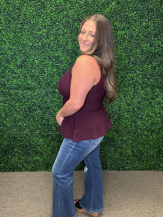 Sleeveless Peplum Sweater Top
