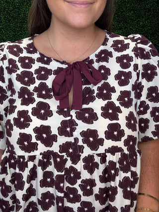 Woven peplum floral blouse