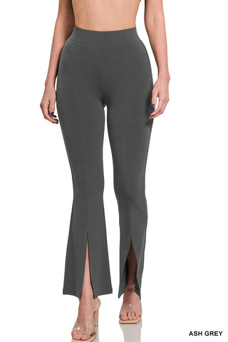 Zenana Front Slit Pull On Pant