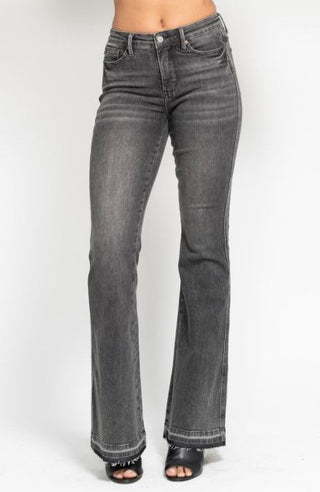 Judy Blue MR TC Washed Gray Release Hem Flare
