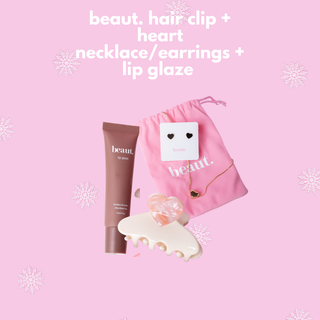 beaut. hair clip + necklace set + chocolate lip glaze