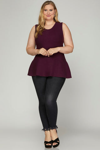 Sleeveless Peplum Sweater Top