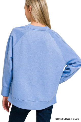 Zenana Scuba Round Neck Pullover
