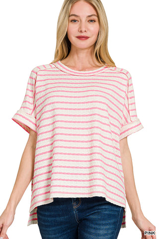Zenana Striped Round Neck Tee