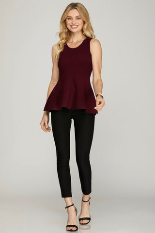 Sleeveless Peplum Sweater Top