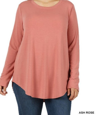 Zenana Long Sleeve Round Hem Top