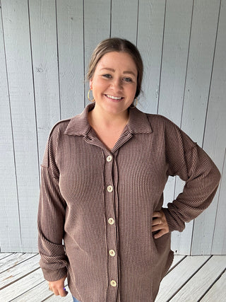 Ribbed Button Down