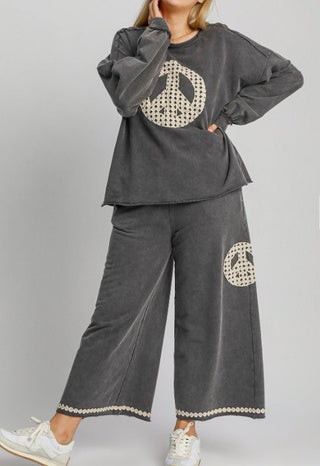 Mineral Wash Peace Applique Top