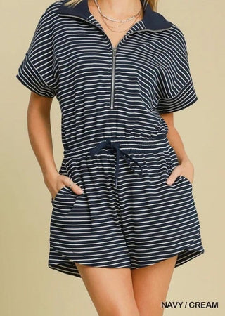 Striped Zip Up Romper
