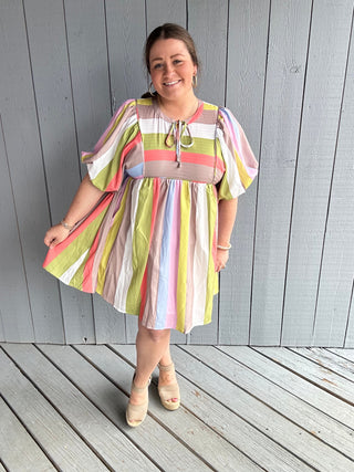 Colorful Stripes Mini Dress
