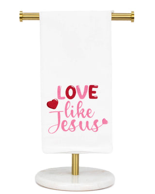 Love Like Jesus Hand Towel   White/Pink/Red   20x28