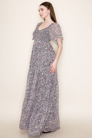 White Birch Floral Smocked Maxi Dress