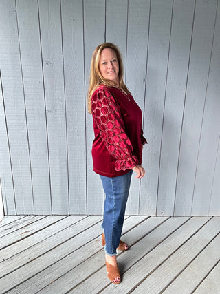 Lace Polka Dot  & Velvet Top