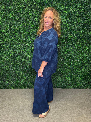 Floral Burnout Wide Leg Pants