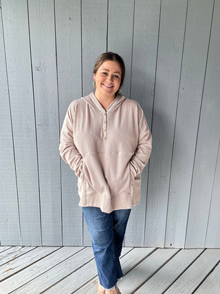 Wood Look Buttons Hoodie