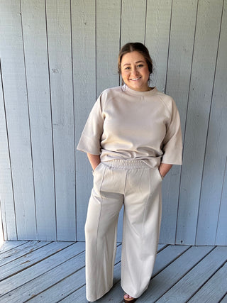 Scuba Fabric Pull On Pant Taupe