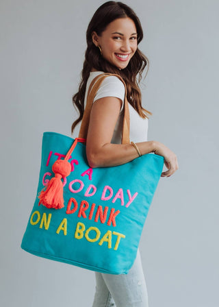 Blue Drink On A Boat Tote