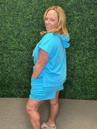WB Turquoise Drawstring Hoodie