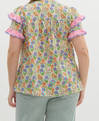 Flowers and Ruffles Top