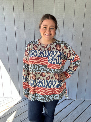 Animal Stripe Sweater Top