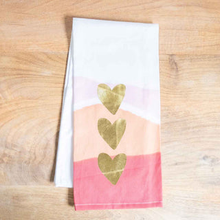 Heart Watercolor Hand Towel    White/Pink/Gold   20x28