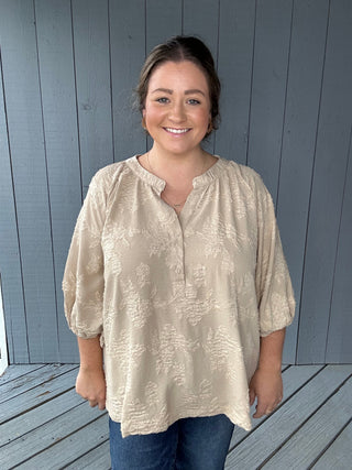 Textured Taupe Elegance Top