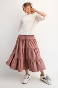 Easel Faux Leather Tiered Maxi Skirt