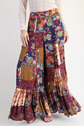 Patch Printed Gauze Palazzo Pants