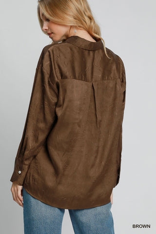 Wrinkle Effect Brown Top
