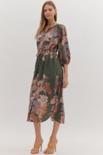 Green Midi with Flowers
