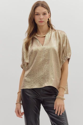 Gold V-Neck Top