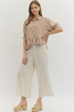 Entro Polka Dot Ruffle Hem Top