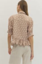 Entro Polka Dot Ruffle Hem Top
