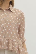 Entro Polka Dot Ruffle Hem Top