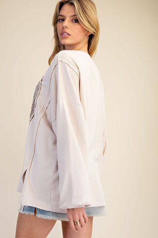 Easel LOVE Patch Terry Knit Pullover