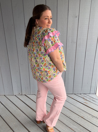 Flowers and Ruffles Top