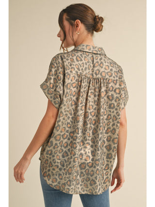 Leopard Button Up Blouse by Jodifl